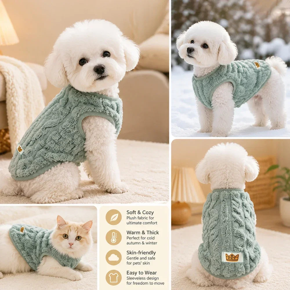 Soft Fleece Pet Vest Swater for Small Dogs Cats Autumn Winter Warm Puppy Clothes Pullover Chihuahua Rabbit Costume Pet Apparel