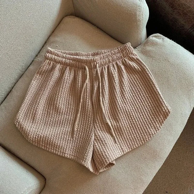 High Waist Drawstring Sweat Shorts