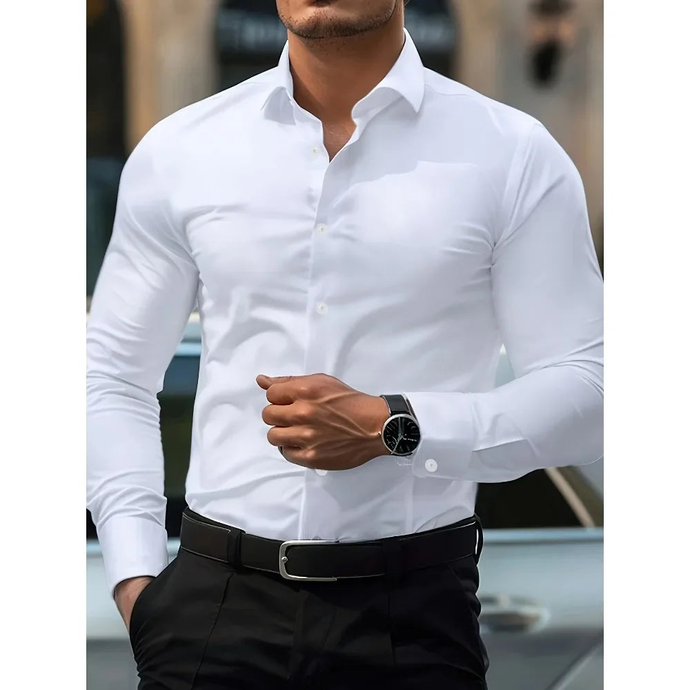 Smart Casual Elastic Shirt Men