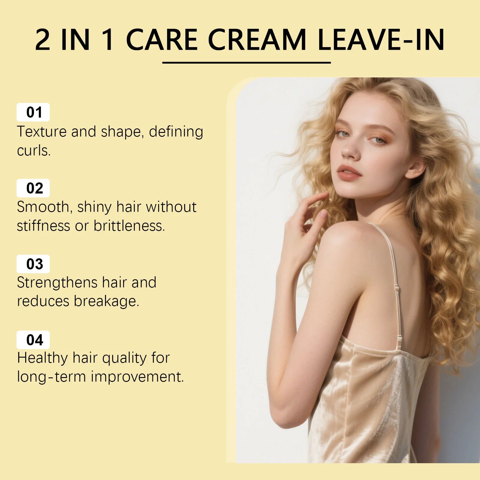 Leave-In Conditioner Cream For Curl Dry Hair Smoothing Deep Repair Damaged Shiny Nourishing Anti-Frizz Hair Care Conditioner