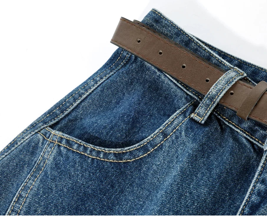 Summer 2026 Wide Leg Denim Pants For Women Ripped Three-quarter Length Jeans Woman High Quality Women's Jeans Women