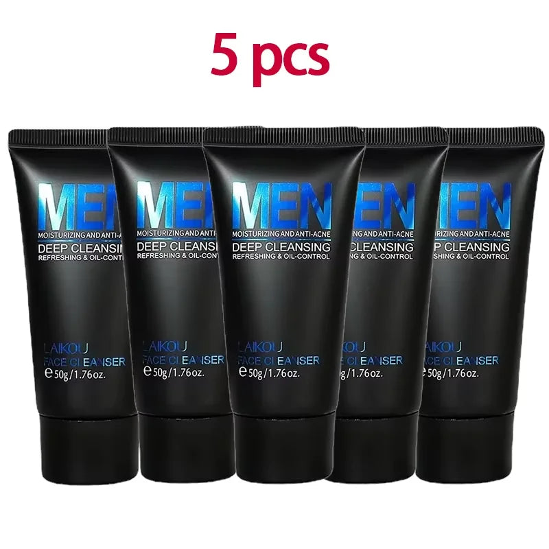 LAIKOU Men Face Cleanser 50g Deep Cleansing Oil Control Anti Acne Refreshing Moisturizing Facial Wash For Men Skin Care