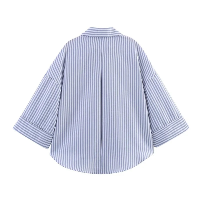 Striped Oversize Summer Shirt Women