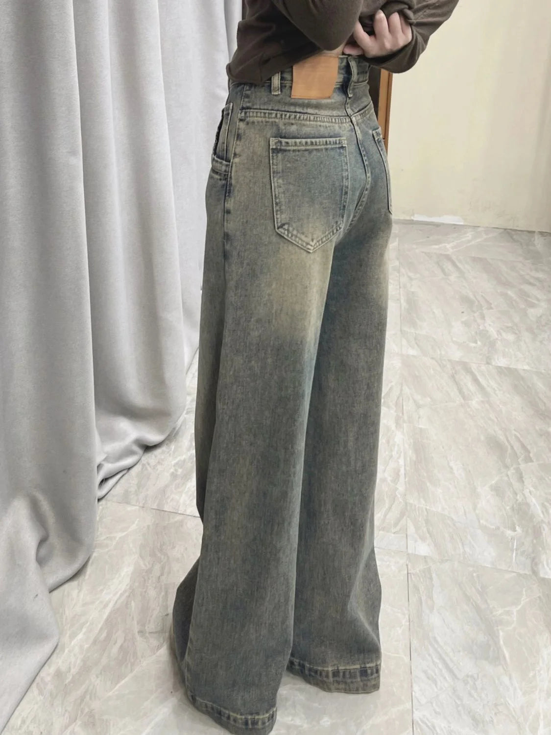 Vintage Wide-leg Jeans Women's Spring Summer New Loose-fit Slimming Draped Versatile Trailing Straight-leg Trousers