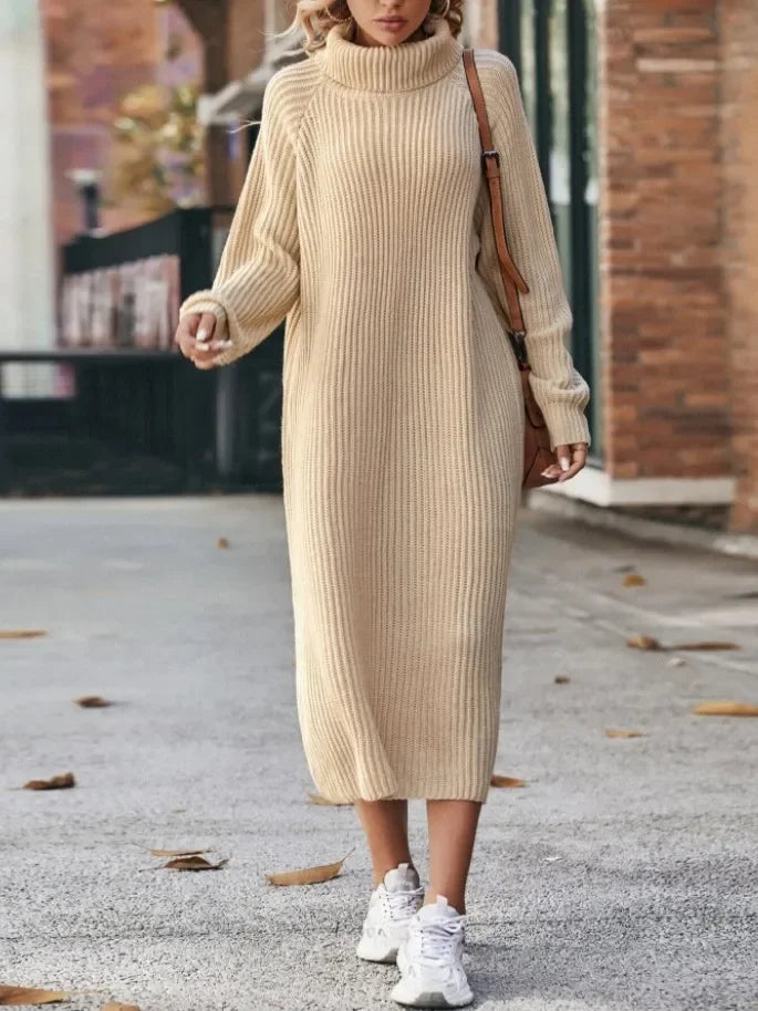 Knitted Turtleneck Sweater Dress