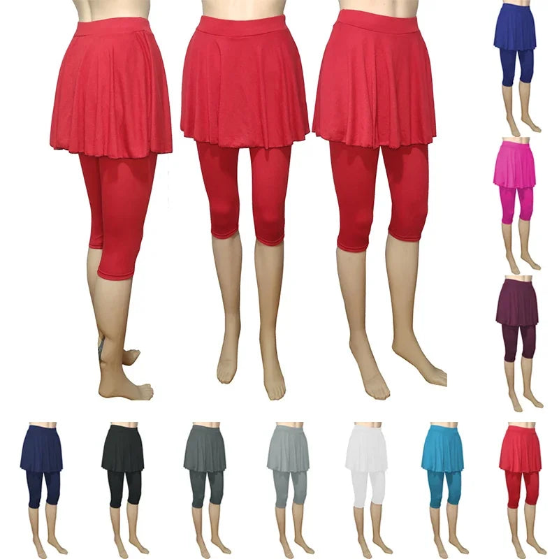 Women Leggings Skirt Tennis Pants Spandex Sports Elastic Cropped Culottes Legins Yoga Pants Women's Sports Fitness Leggings