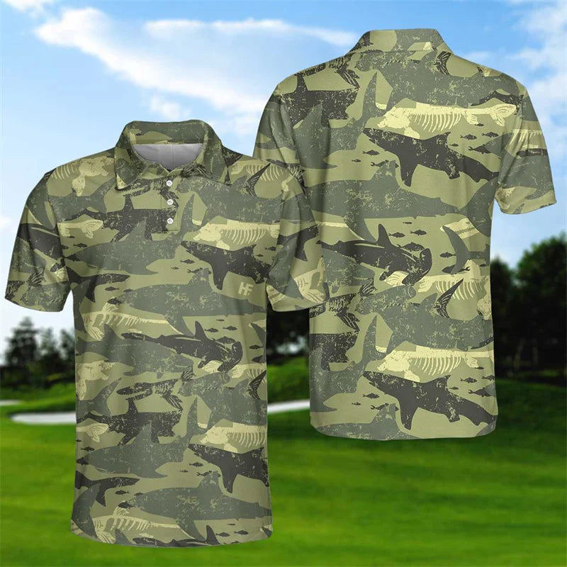 Camouflage Print Summer Golf Polo
