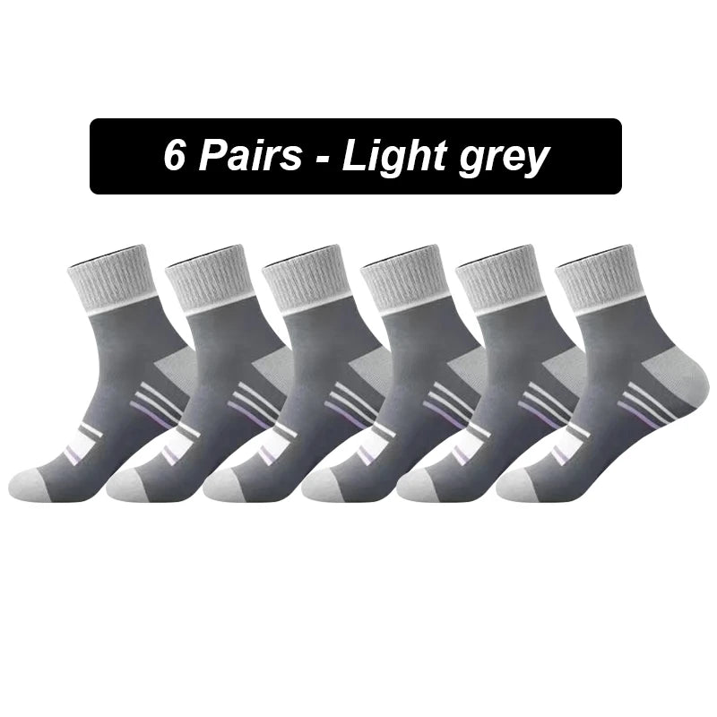 Men’s Breathable Cotton Crew Socks – 6-Pair Set