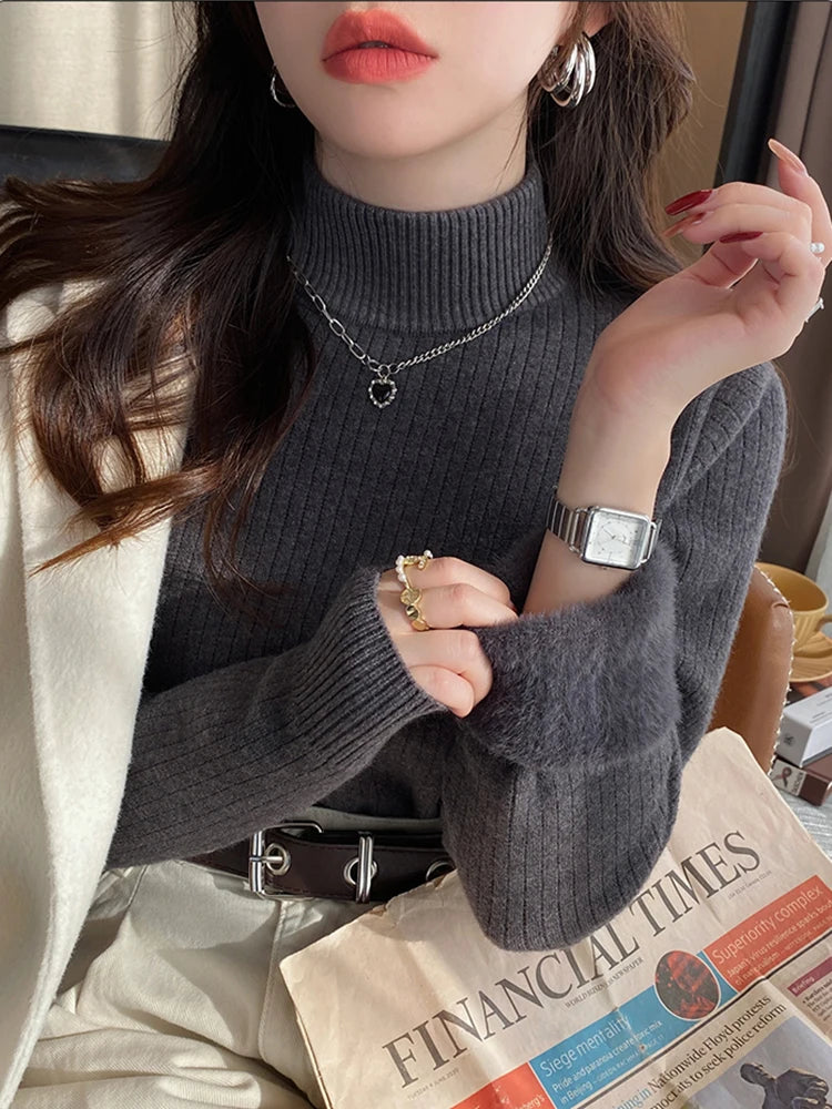 Thermal Turtleneck Fleece Knit Pullover