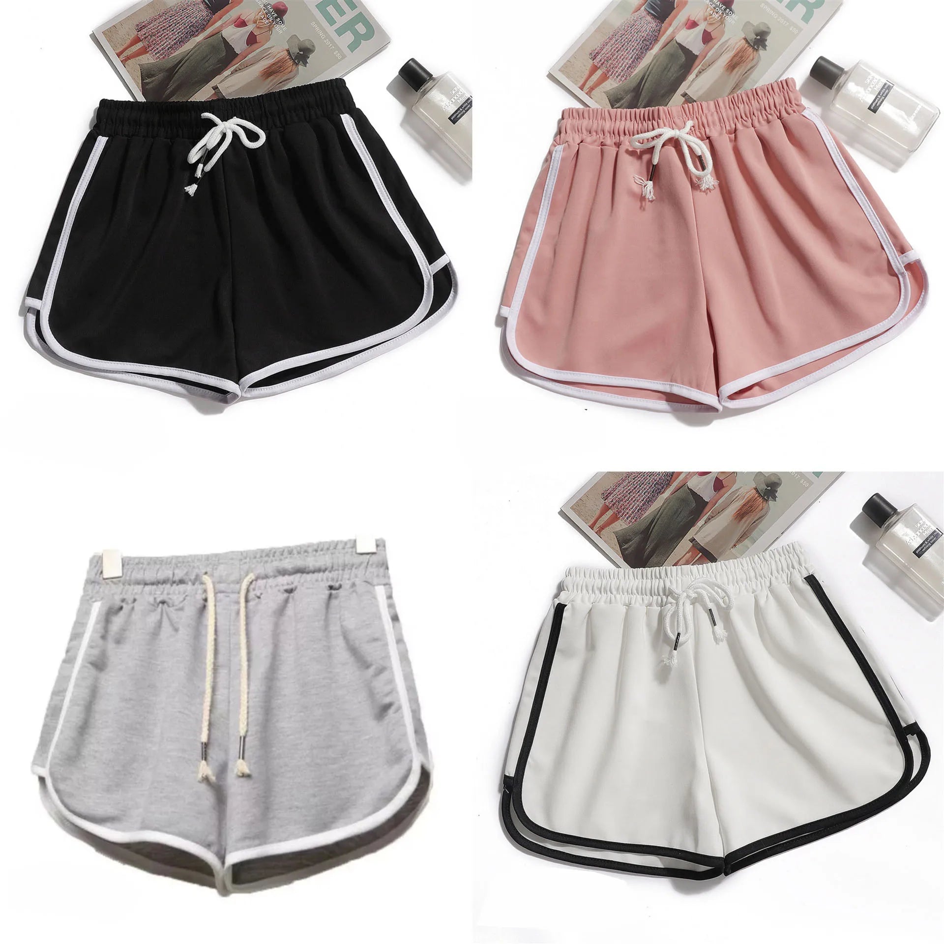Women Yoga Shorts Summer Outer Wear Mid-Waist Casual Loose Straight Pants Lady Stylish Thin Breathable Wide Leg Gym Short Pants