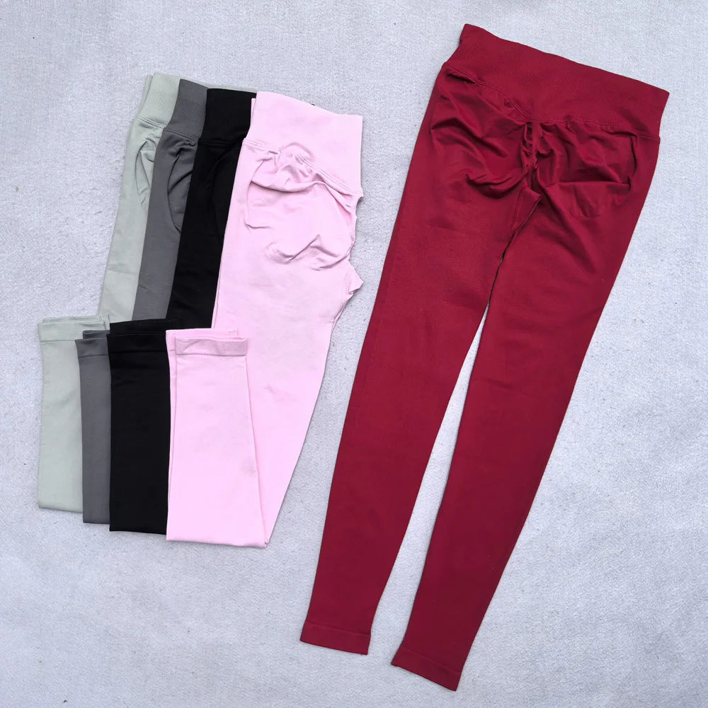 Leggings Women Seamless Leggings Gym Energy Low Ribbed Waistband Yoga Pants Back Scrunch Booty Tights Pants