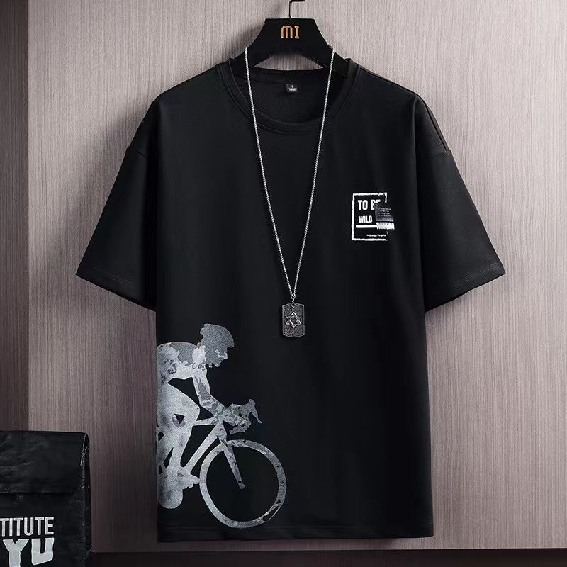2023 Summer Men's Tracksuit 2 Piece Set Fashion Casual Solid Short-Sleeved T-Shirt and Shorts Sport Suit Breathable Man Clothing