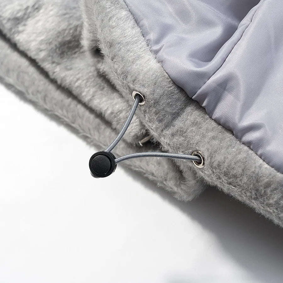 HH Women Fashion Coats Gray Turn-Down Collar Long Sleeves Pockets Decoration Zipper Winter Short Coat Woman Casual Loose Jackets