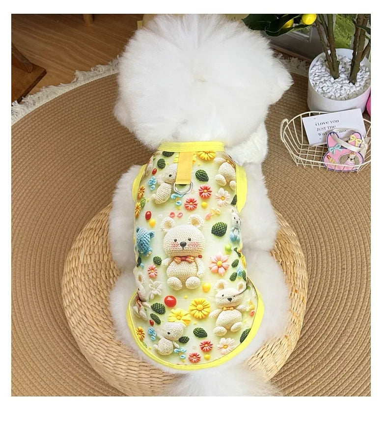 Spring pet apparel: cat & dog clothing - cartoon 3d print, teddy style, cute & breathable, anti-shedding, dropshipping available