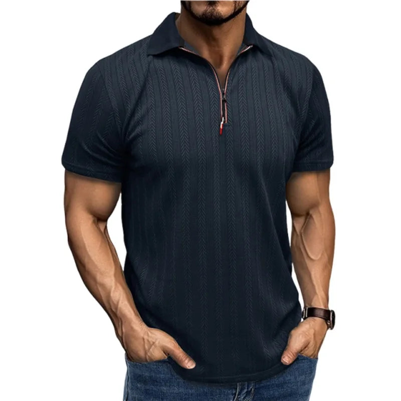 Jacquard Zip Polo
