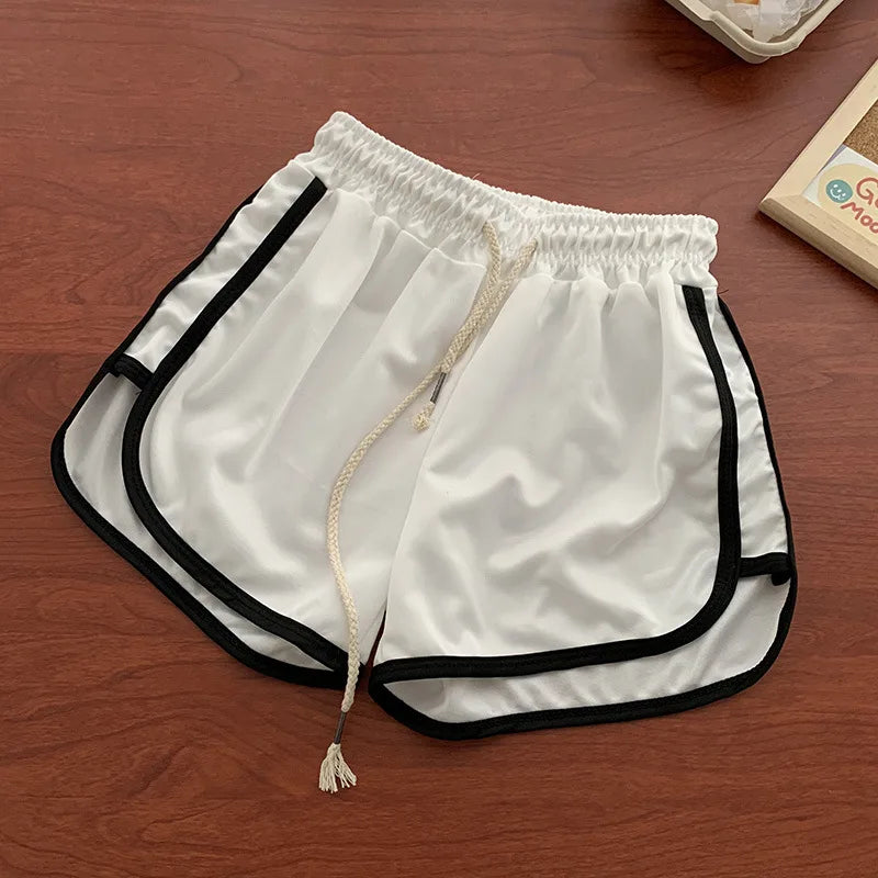 Women yoga Shorts Summer outer wear mid-waist casual loose straight pants lady stylish thin breathable wide leg gym short pants