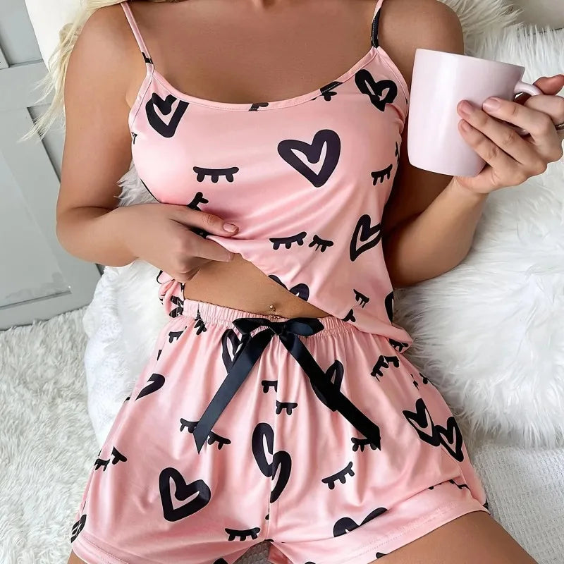 Heart Print Summer Pajama Set