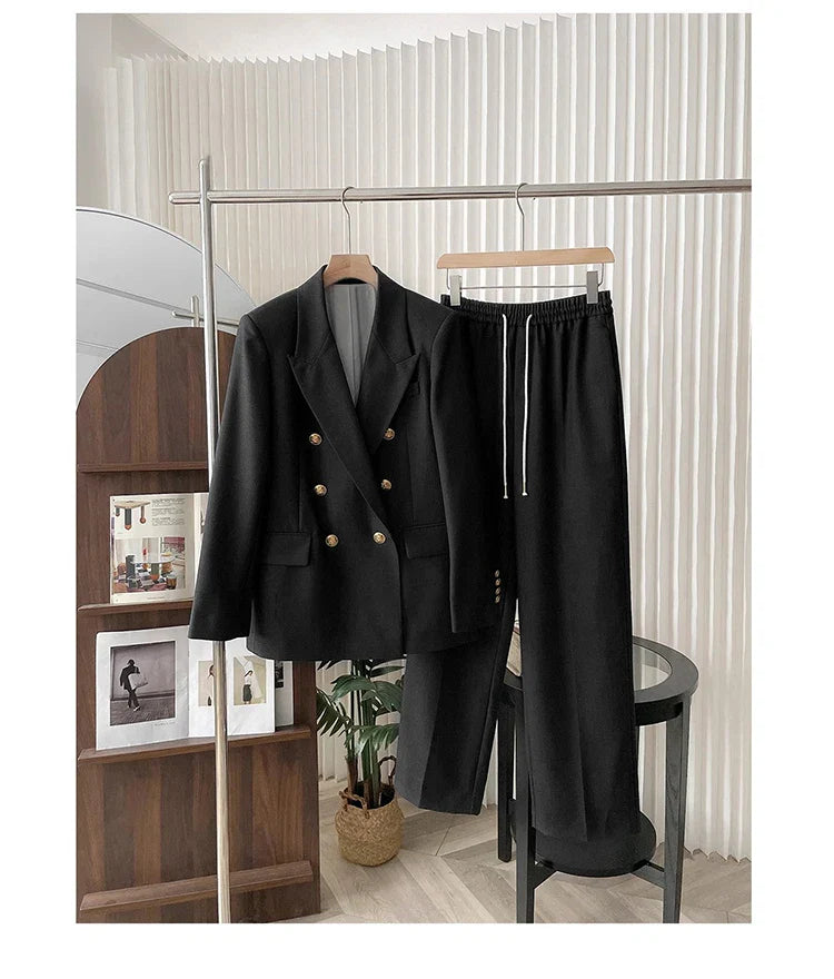Elegant Peaked Lapel Suit Set