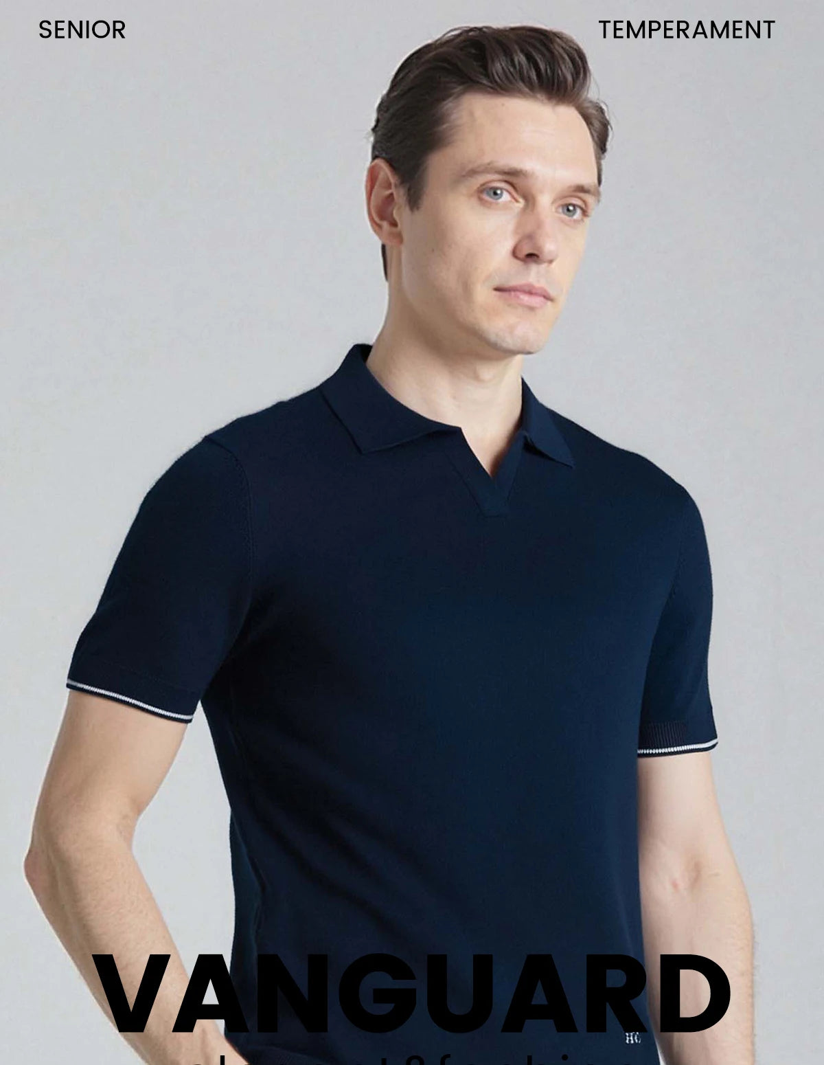 V Neck Embroidered Casual Polo
