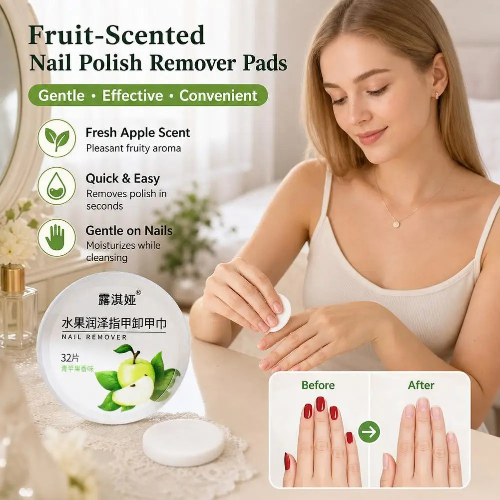 Nail Polish Remover Wipes Fruity Scented Pre-Moistened Cotton Pads Portable Screw-Top Tub Travel Size Polish Remover Rounds