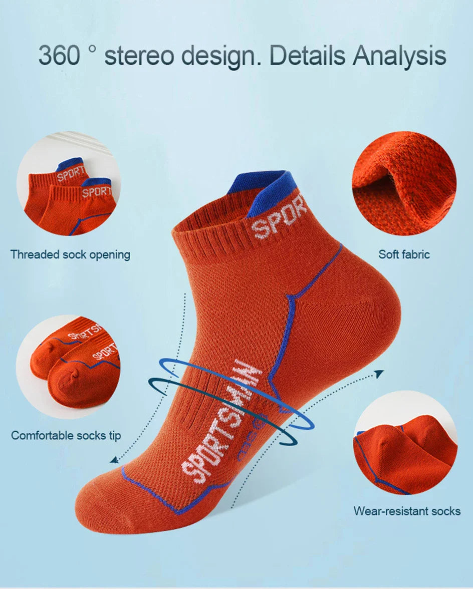 Men’s Cotton Mesh Ankle Sports Socks – 6 Pairs