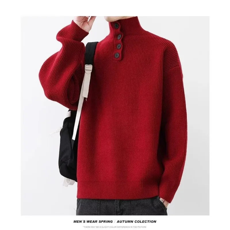 Sweater Men's Winter Turtleneck Base Layer Warm Thickened Wool Pullovers