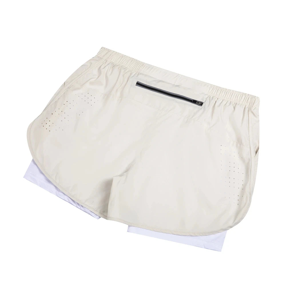 Summer Men's Reflective Running Shorts Fitness Quick Drying Double-Layer Shorts Men's Exercise Training Bodybuilding Shorts