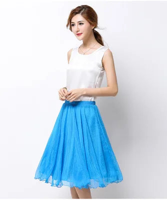 Silk Pleated High Waist Midi
