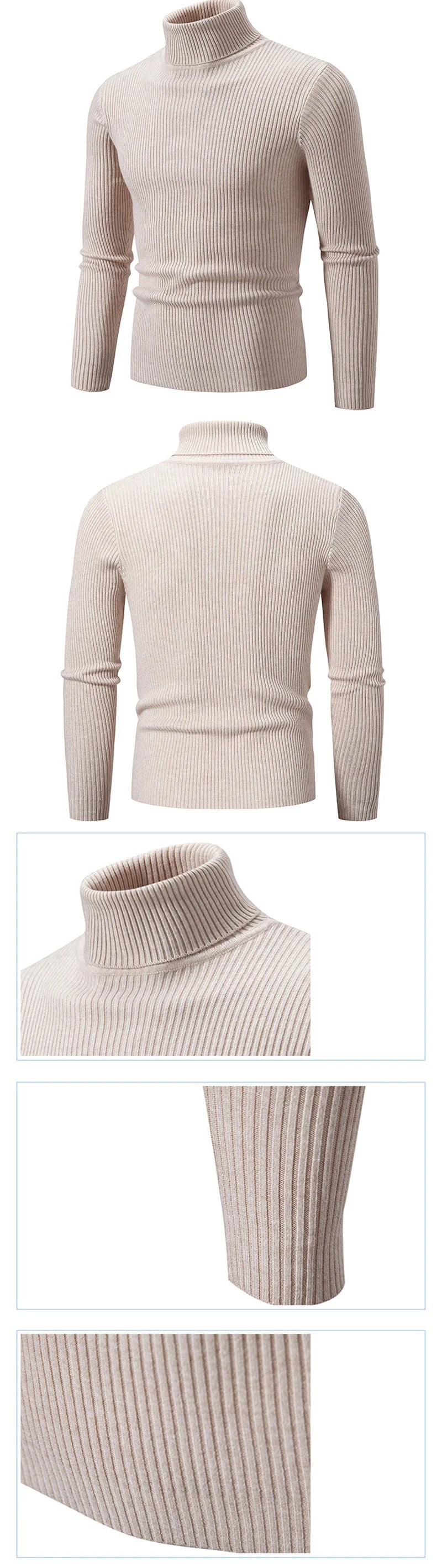 Striped Turtleneck Knit Sweater