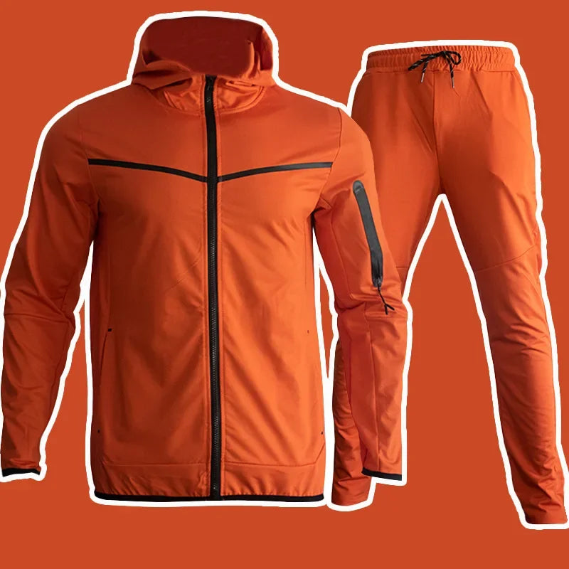 Luxury Brand Men Tracksuits 2-piece Set Black Sports Suit Tracksuits Jogging Men's Clothing Sweatpants Zip Sweatshirts Techwear