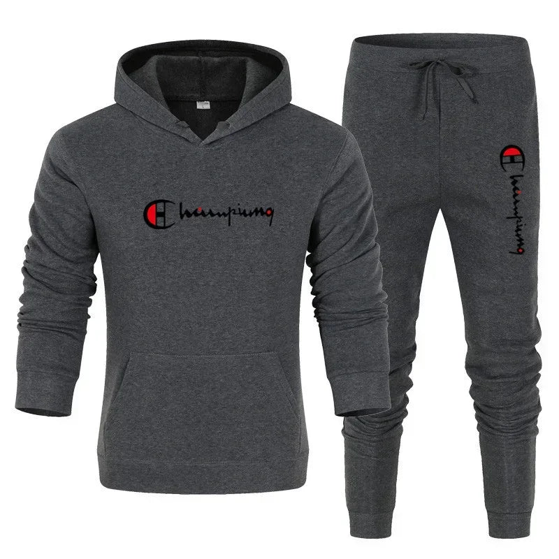 Men's 2 Piece Tracksuit Hooded Sweatshirt Sweatpants Casual Jogger Sportswear Streetwear Sets Male Sports Suits Outfit Clothing