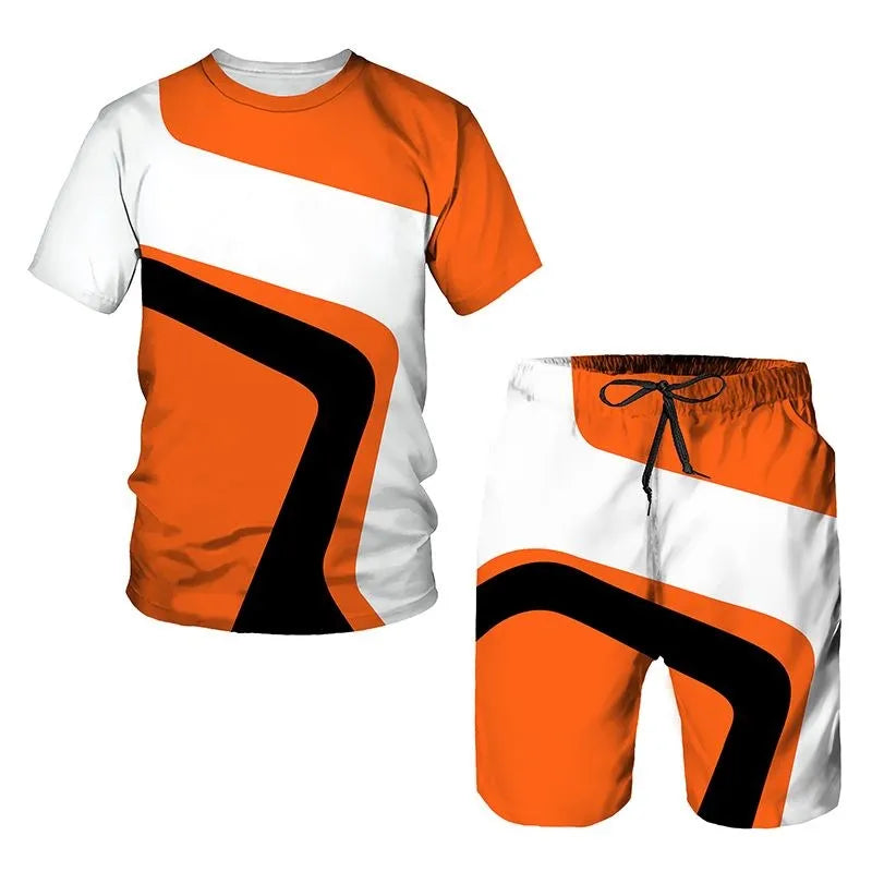 New Men's Tracksuits Summer round neck T-shirt Oversized Men Trend Casual Tracksuits 3D Print T-shirt Shorts 2 Piece Outfit