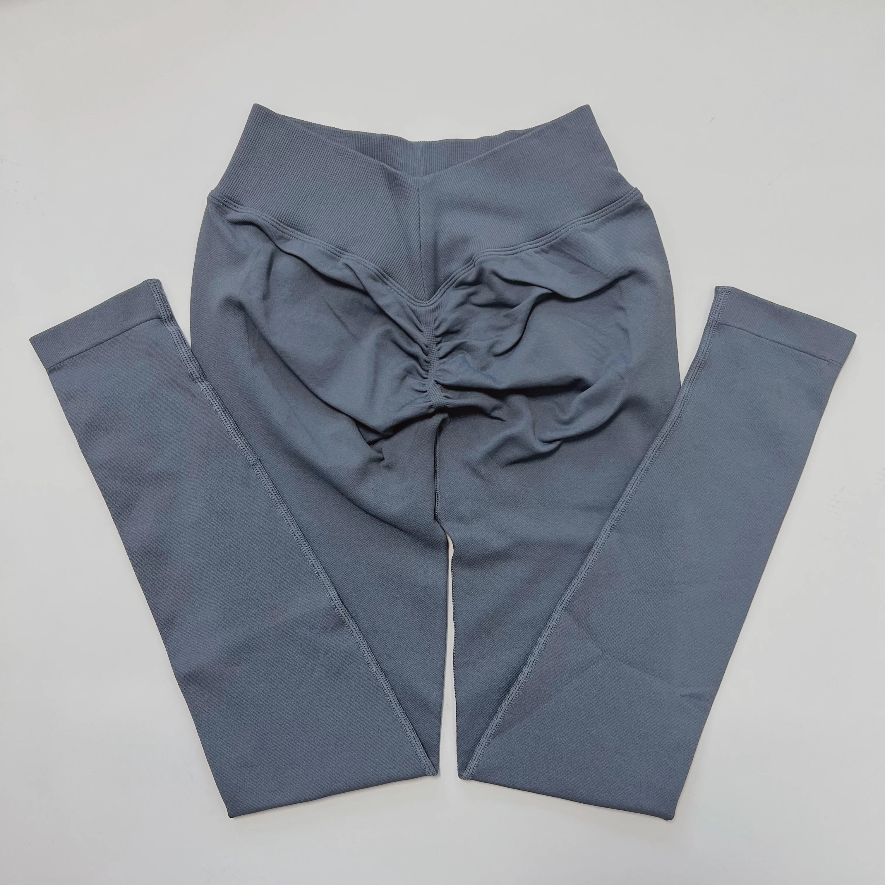 New Women V Back Athletic Leggings Fitness Exercise Yoga Gym Tights Workout Scrunch Butt Lifting Training Pants