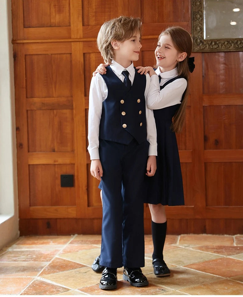 British Style Kids Vest Suit