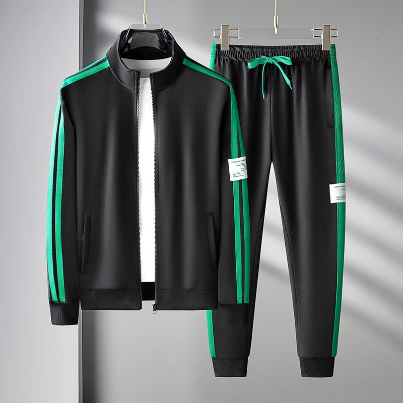 Autumn Mens Sportswear Suits Fashion Tracksuit 2 Piece Sets Jacket+Pants Sweatsuit Man Outdoor Joggers Running Sports Suits 5XL