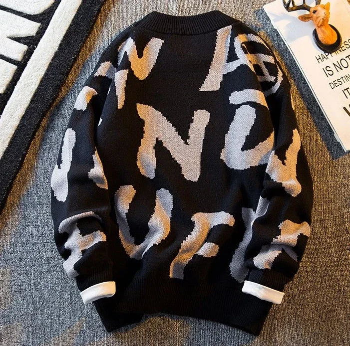 Graphic Knit Crew Pullover Sweater