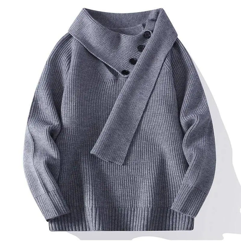 Fashion Men's Solid Color Sweaters Autumn Winter Casual Knitted Pullovers Youth High Streetwear Classic Top Sweatshirts Clothing