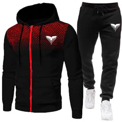 Men's Tracksuit Zipper Coat and Black Sweatpants Outdoor Casual Sporty Hoodie Jogging Suit Male Autumn Training Set Sweatshirts