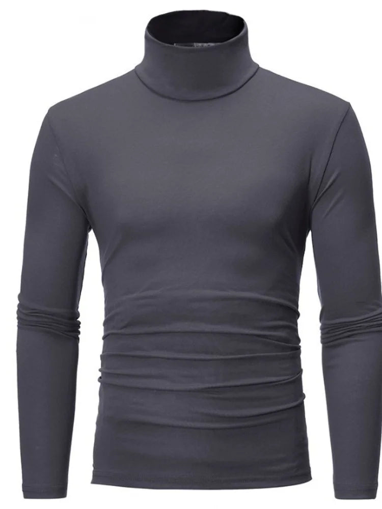 Men's Turtleneck Sweater Warm Soft Knit Pullover Fashion Versatile Long Sleeve Top for Autumn Winter