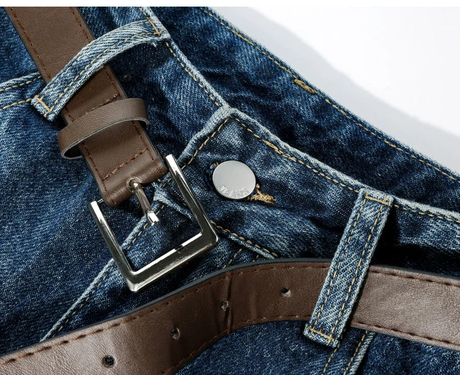 Summer 2026 Wide Leg Denim Pants For Women Ripped Three-quarter Length Jeans Woman High Quality Women's Jeans Women