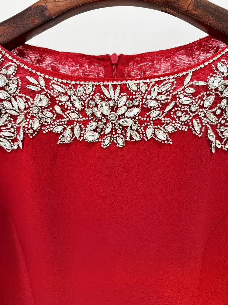 Elegant Beaded Straight Midi Dress