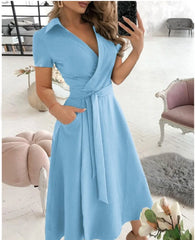 Belted Sleeveless Turn Down Dress