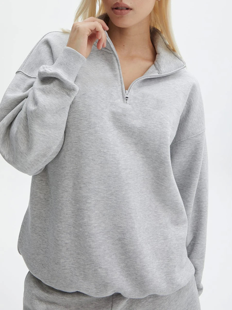 Velvet Zip Sweatshirt Shorts Set