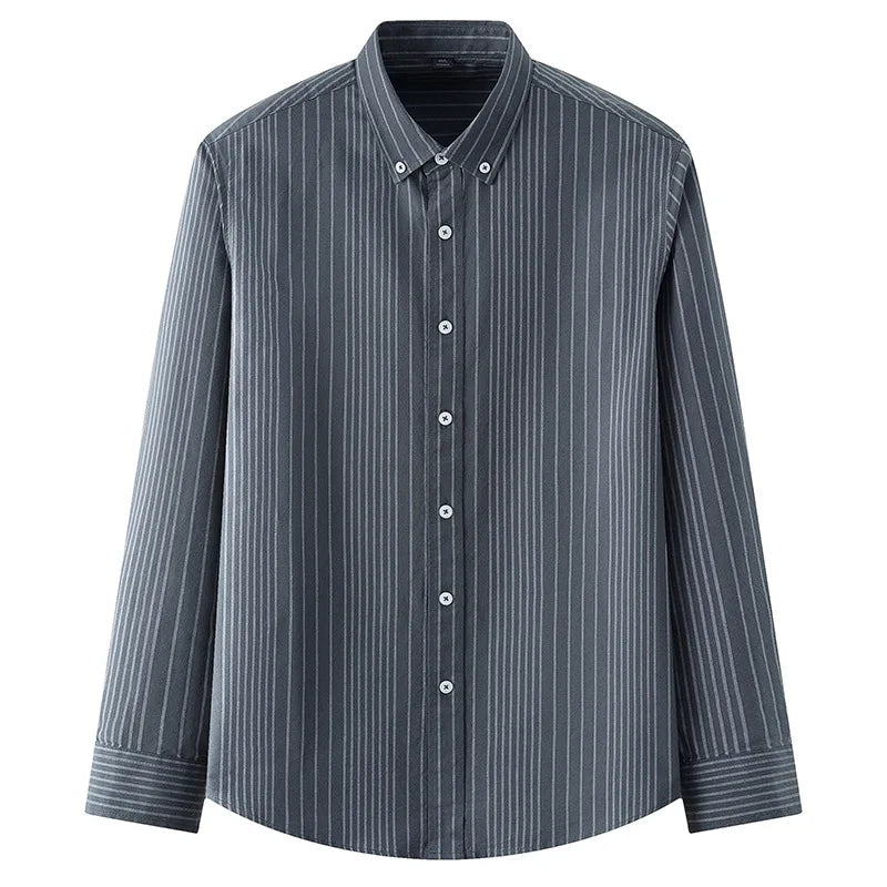 Striped Plaid Cotton Slim Shirt