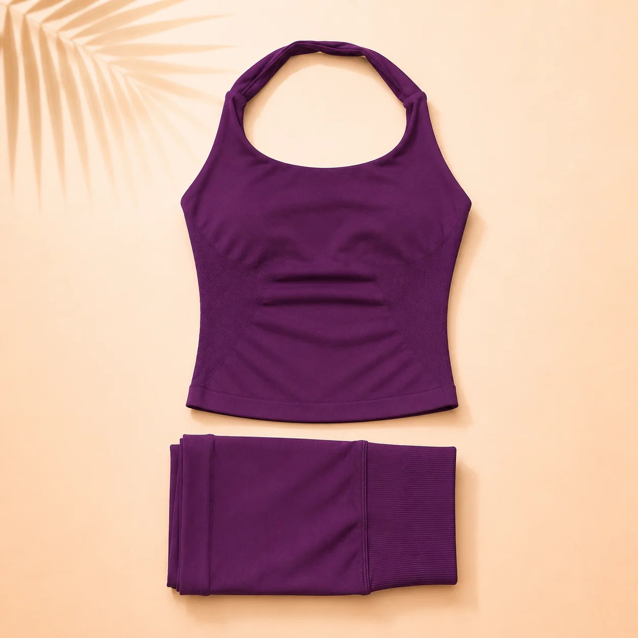 Women Seamless Yoga Set Halter Sports Bra Scrunch Butt Shorts 2 Piece Gym Workout Fitness Activewear High Waist Athletic Outfit