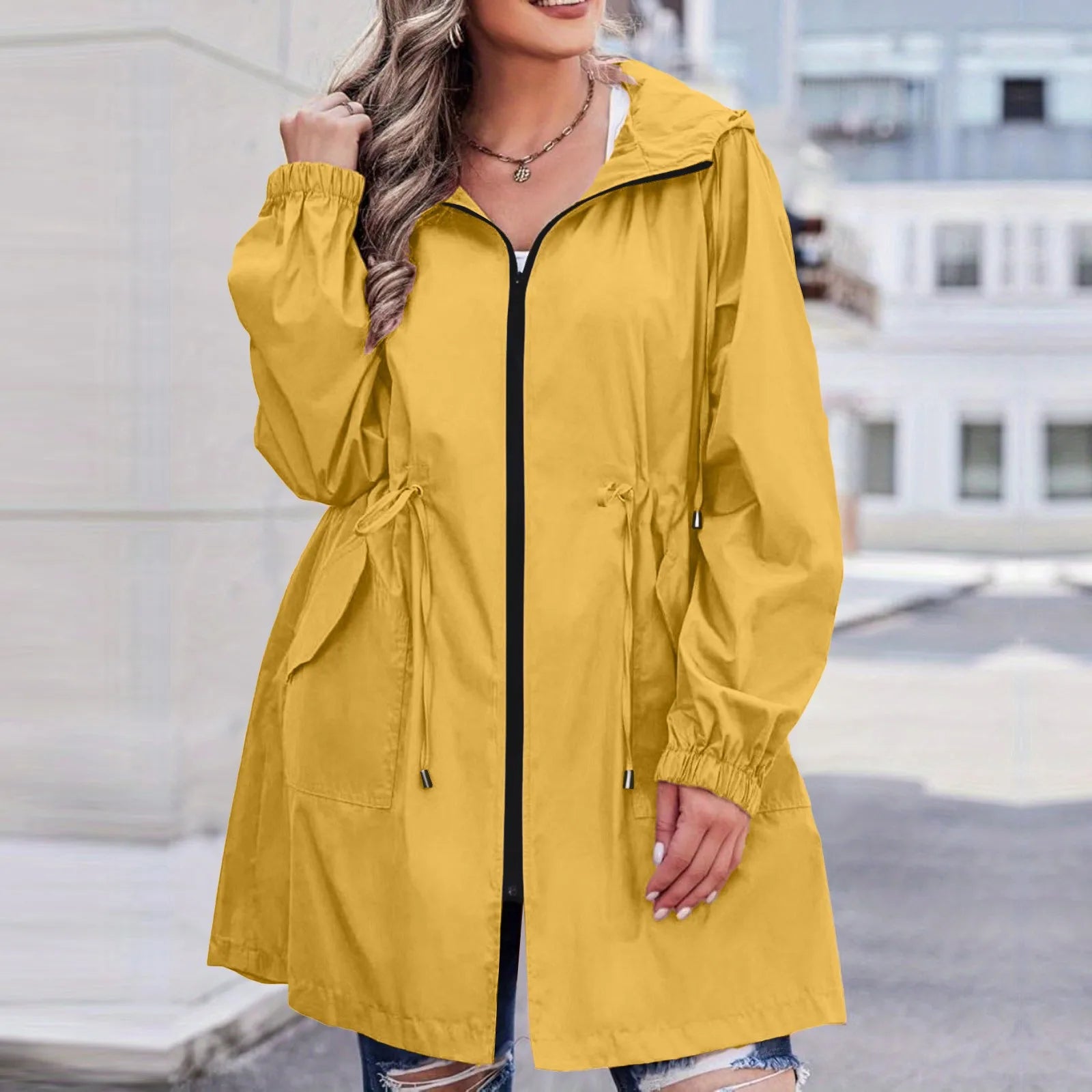 Women Trench Coat New Spring Autumn Jacket Casual Long Sleeve Hooded Mid Long Windbreaker Female Overcoat High-Quality Coats