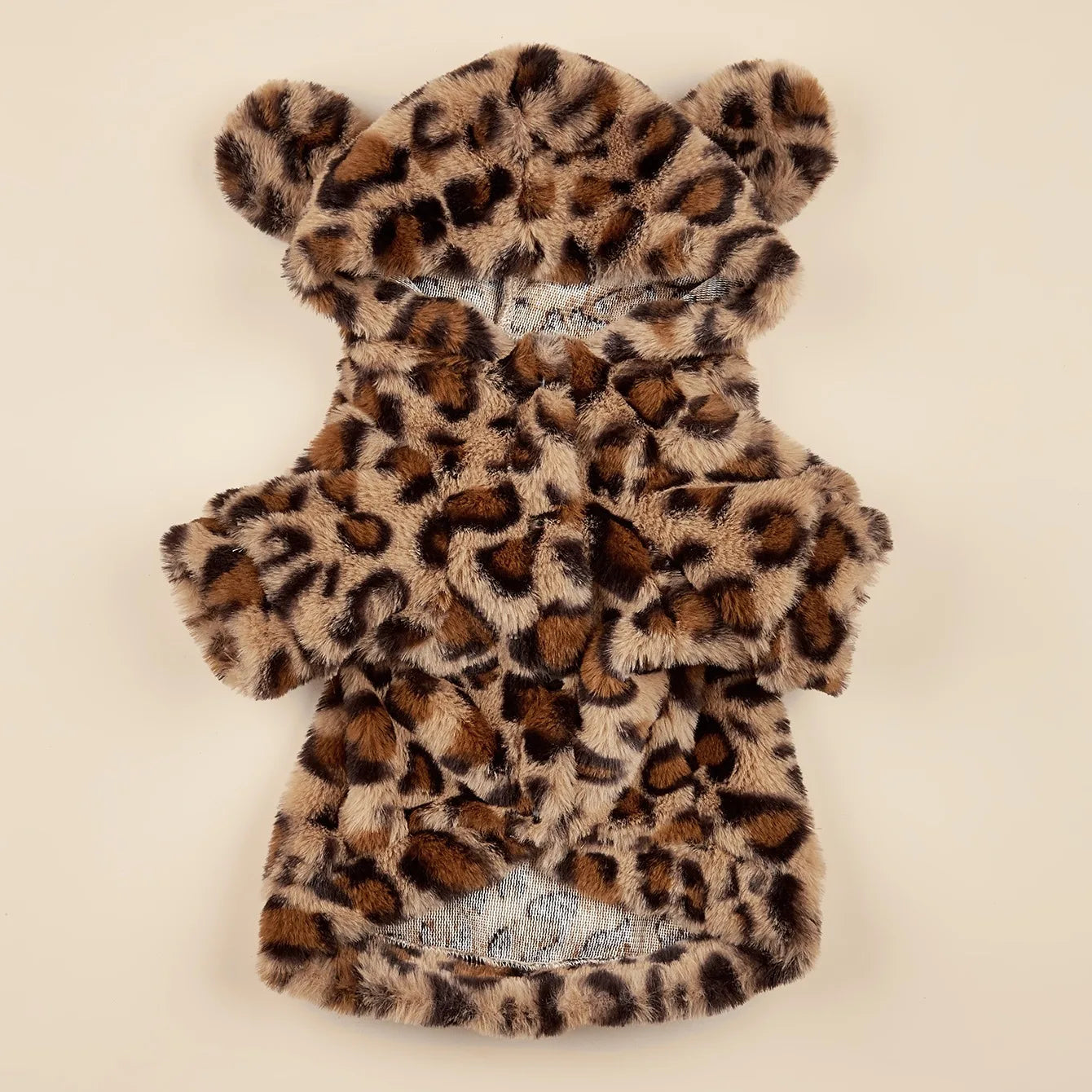 Plush Leopard Ear Dog Hoodie