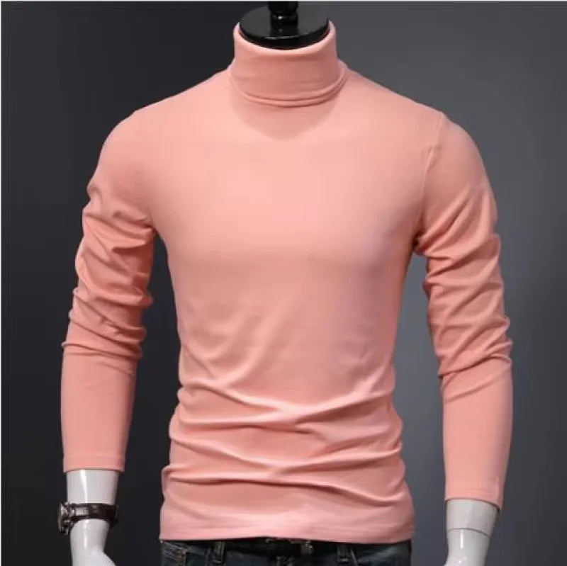 Slim Black Turtleneck Tee Men