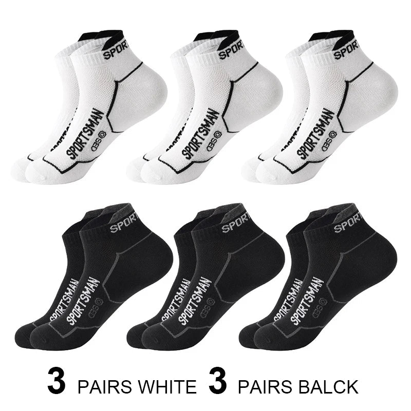 Men’s Cotton Mesh Ankle Sports Socks – 6 Pairs