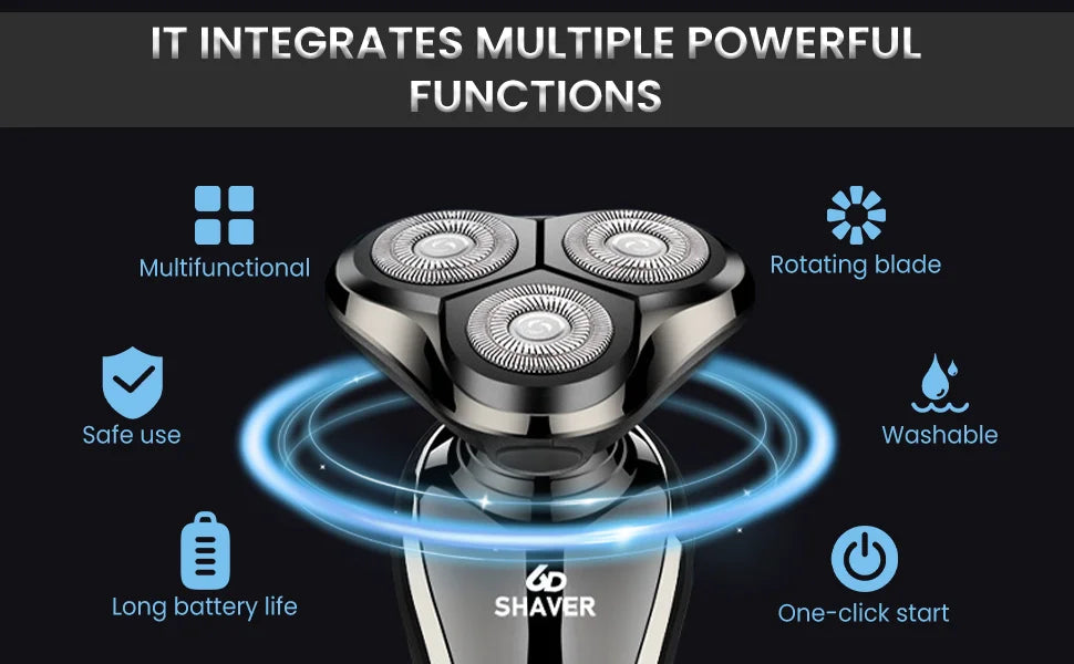 Rechargeable Electric Shaver for Men All in One Trimmer Set with Nose Trimmer Sideburns Trimmer Face Cleaning Brush